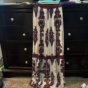 Altar'd State Burgundy Floral Maxi Skirt
